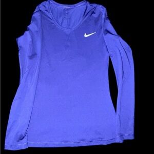 Nike Dri-FIT Long Sleeve V-Neck Athletic Top – Blue – Size M
